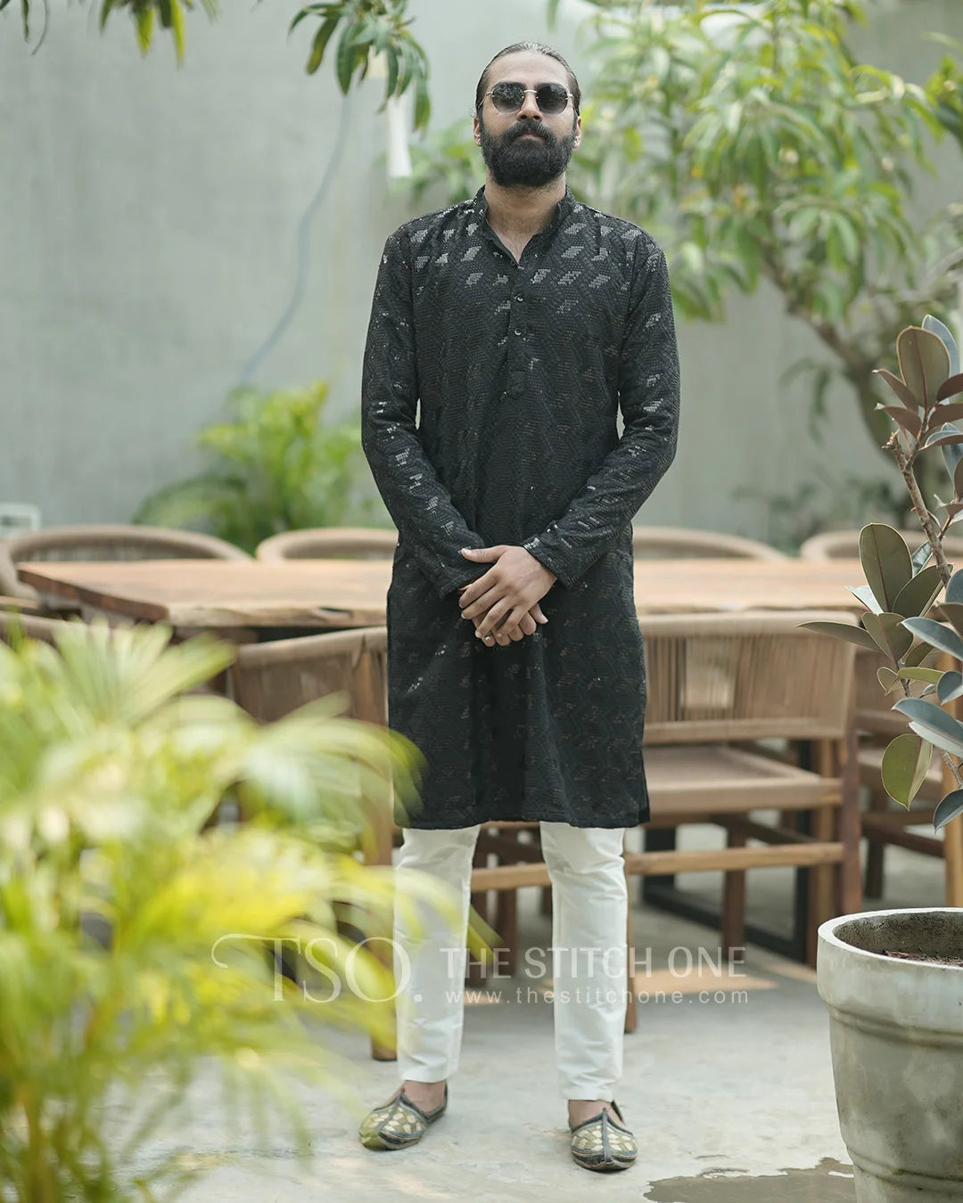 Black Ember Kurta For Men