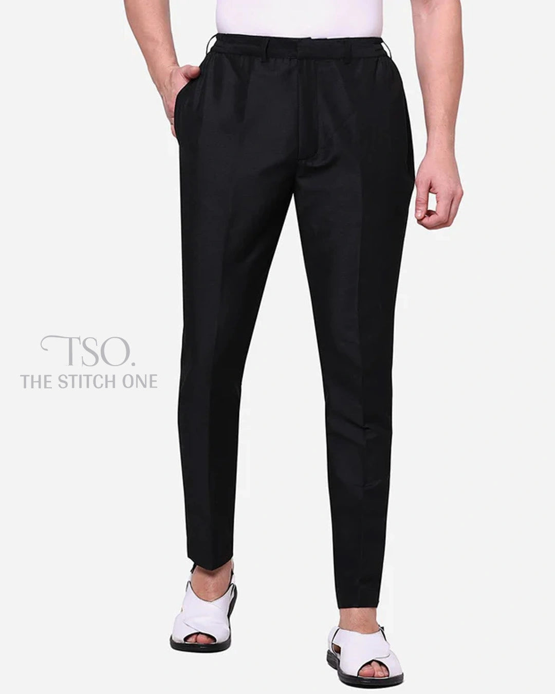 Black Solid Cotton Silk Pajama Pants