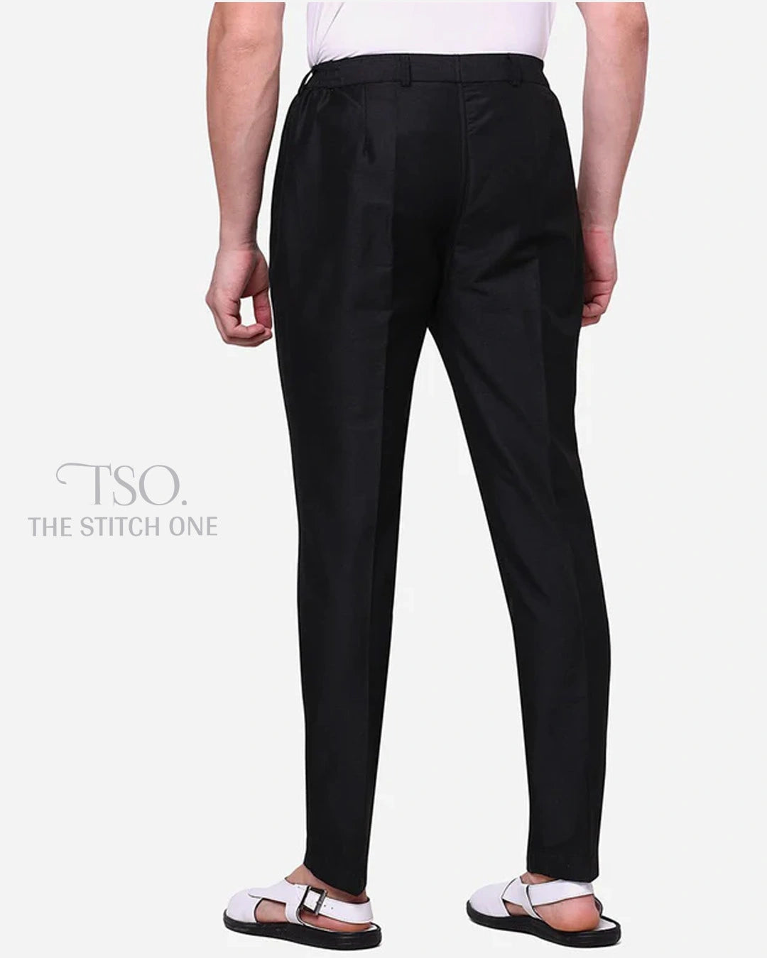 Black Solid Cotton Silk Pajama Pants