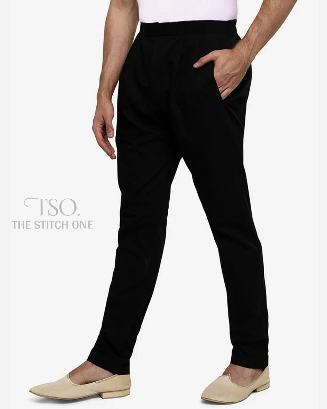 Charcoal Black Solid Cotton Silk Pajama Pants