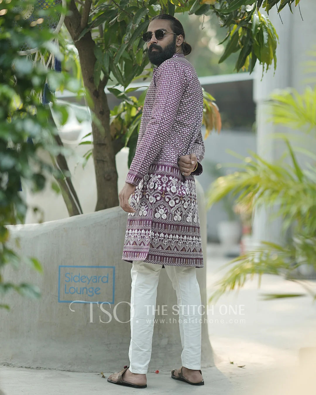 Majestic Maroon Motif Kurta For Men