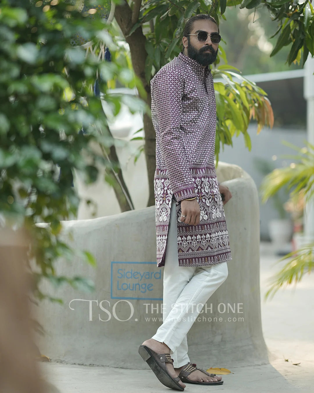 Majestic Maroon Motif Kurta For Men