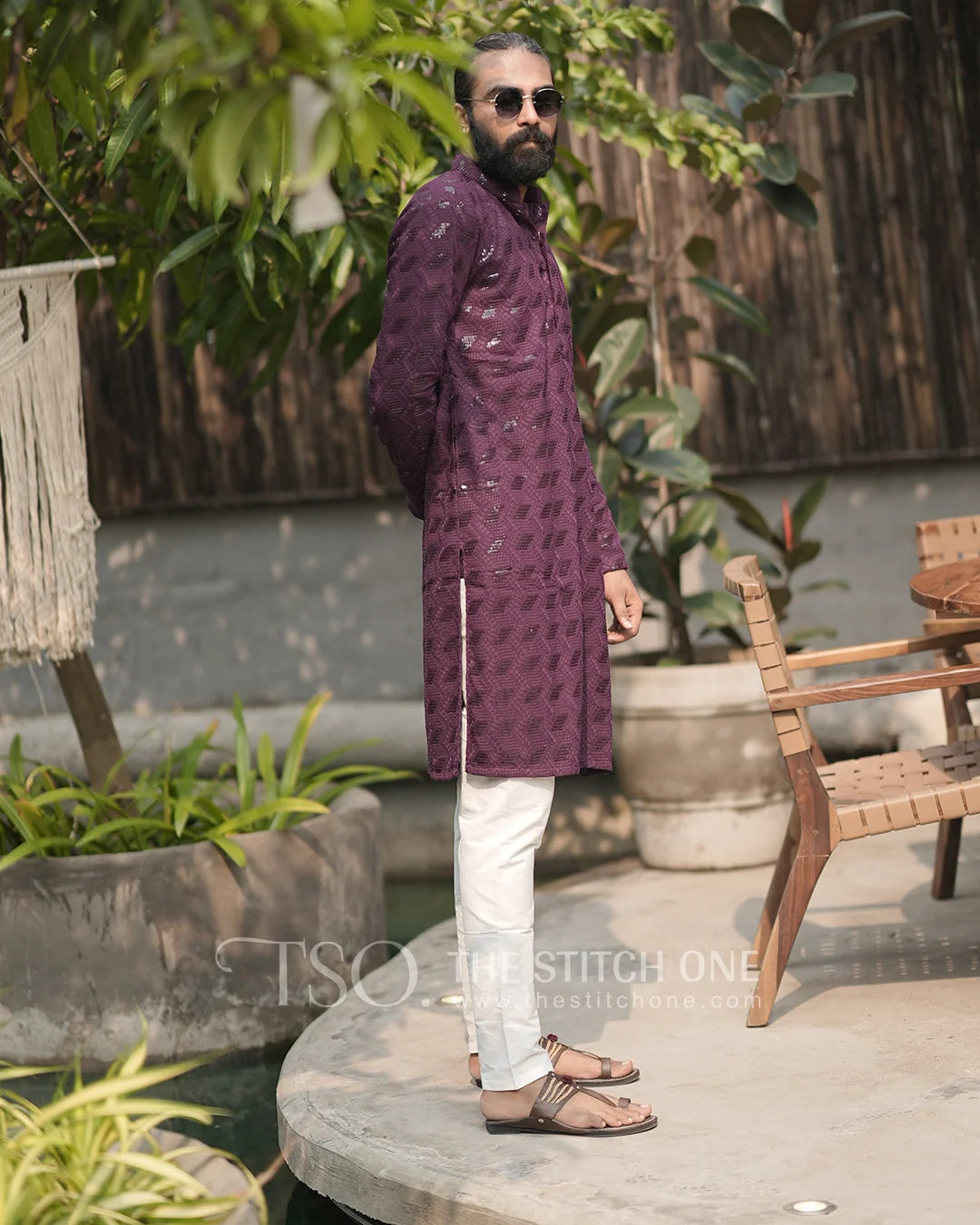 Purple Ebony Essence Kurta For Men