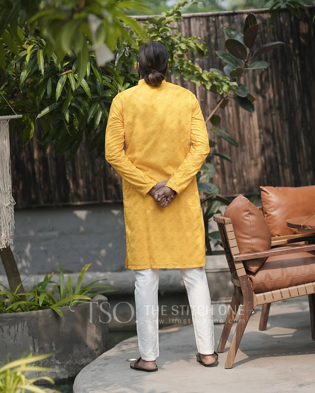 Yellow Regal Noir Kurta For Men