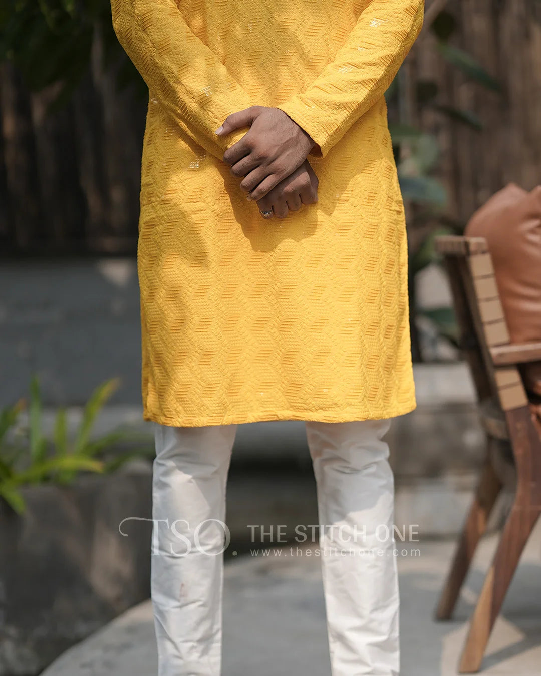 Yellow Regal Noir Kurta For Men